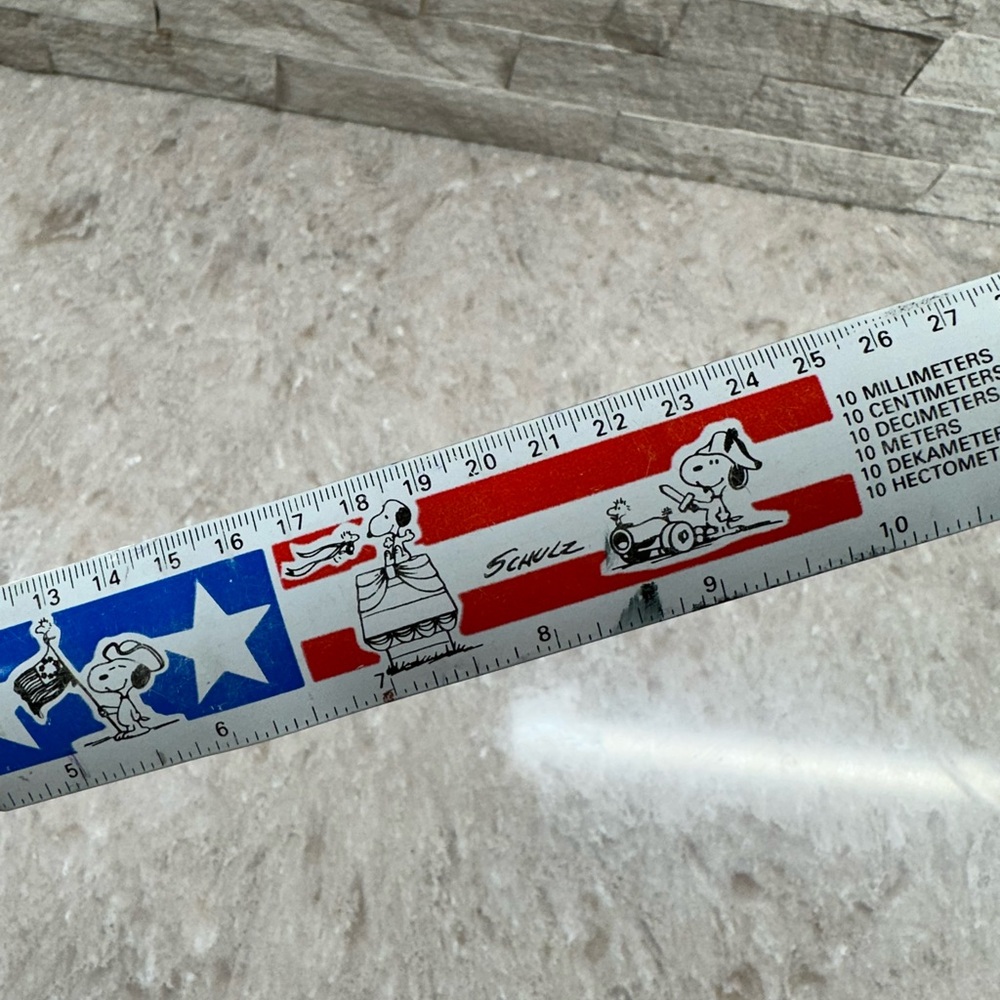 Snoopy Ruler Patriotic 12" Metal Peanuts Schulz Hallmark School Math VTG 1965
